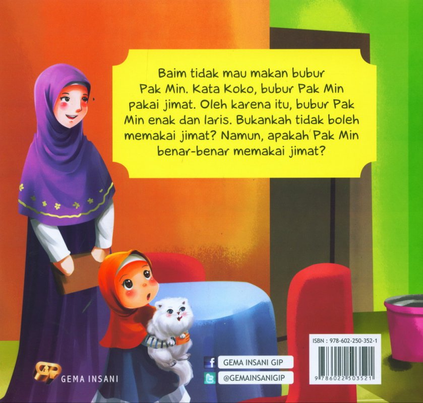 Cover Belakang Buku Seri Tauhid for Kids: Larangan Memakai Jimat : Jimat Pak Min.