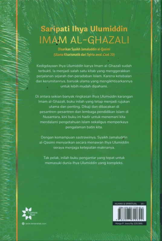 Cover Belakang Buku Saripati Ihya Ulumiddin IMAM AL-GHAZALI (Hard Cover)