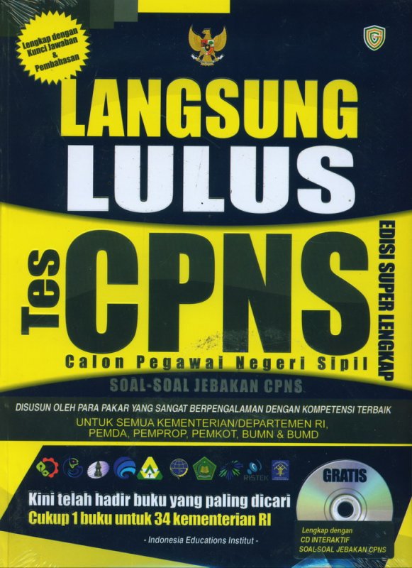 Cover Depan Buku Langsung Lulus Tes CPNS Edisi Super Lengkap - Calon Pegawai Negeri Sipil 