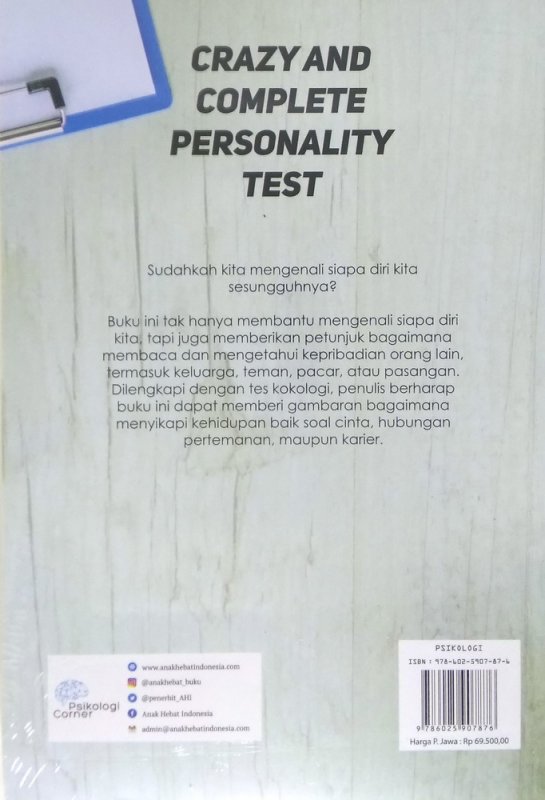 Cover Belakang Buku Crazy And Complete Personality Test - Kenali Dirimu Sendiri dan Orang Lain