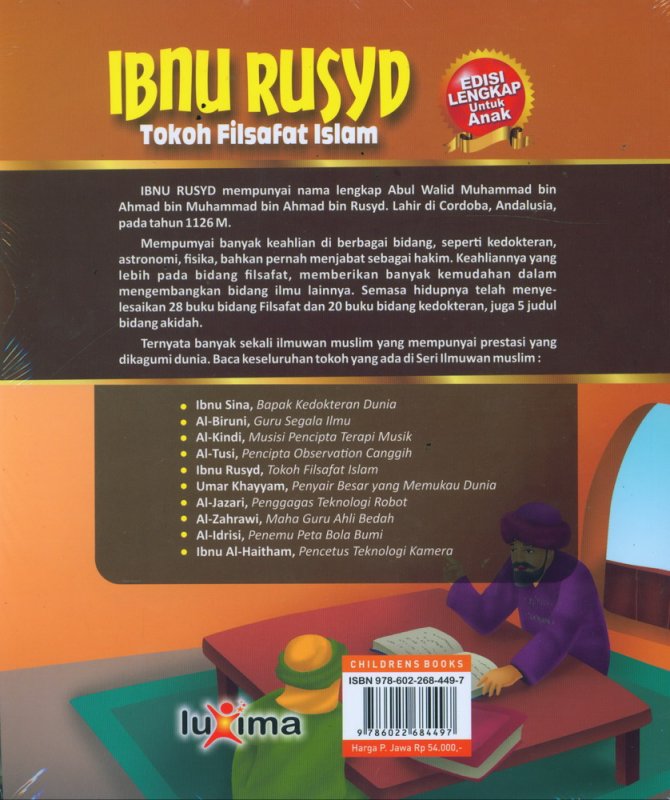 Cover Belakang Buku IBNU RUSYD - Tokoh Filsafat Islam (Bilingual Indonesia-Inggris)