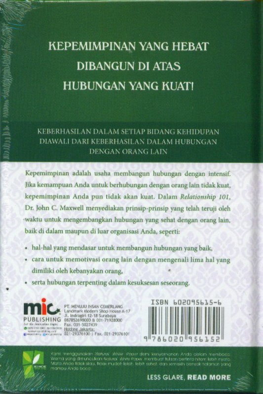 Cover Belakang Buku Relationship 101 Edisi revisi (Hard Cover)