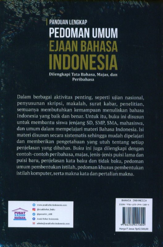 Cover Belakang Buku Panduan Lengkap Pedoman Umum Ejaan Bahasa Indonesia