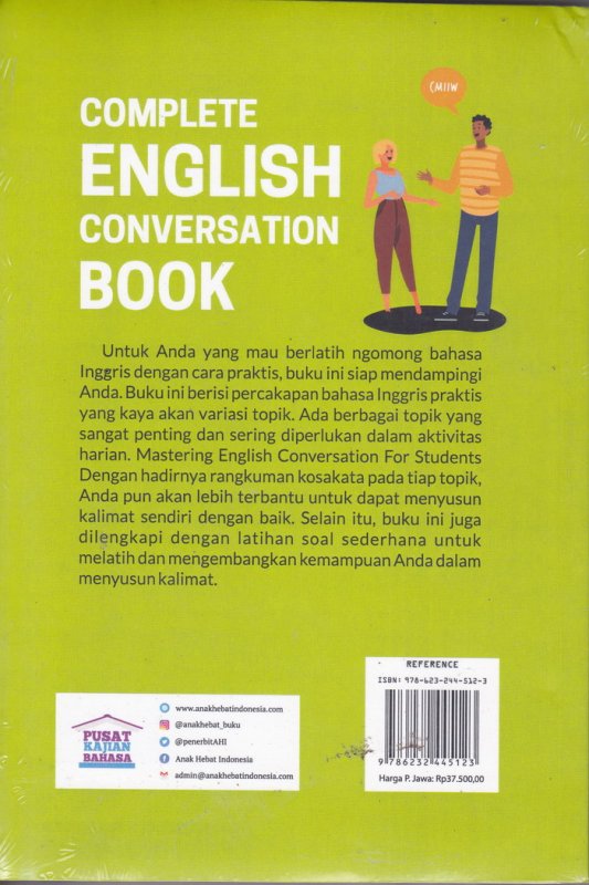 Cover Belakang Buku Complete English Conversation Book ( Panduan cepat belajar percakapan Bahasa Inggris ) 