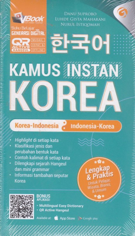 Cover Depan Buku Kamus Instan Korea : Korea -Indonesia , Indonesia-Korea