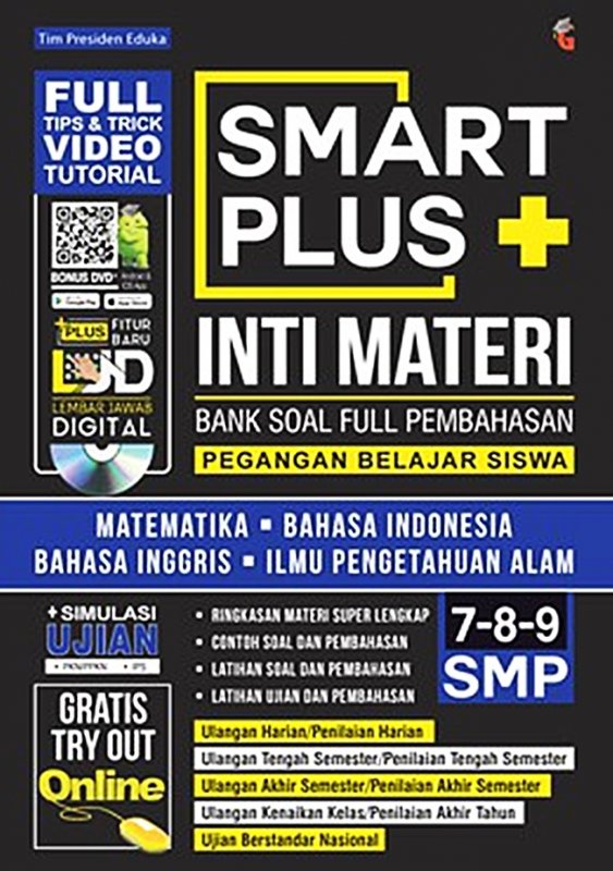Cover SMP/MTS Kelas 7, 8, 9 Inti Materi Bank Soal Full Pembahasan Smart Plus ( cover Baru )