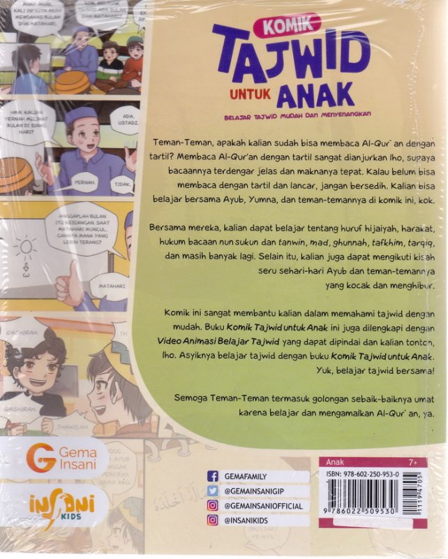 Cover Belakang Buku Komik Tajwid untuk anak