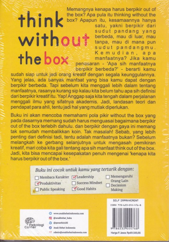 Cover Belakang Buku Think without the box 