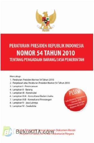 Cover Buku Peraturan Presiden Republik Indonesia Nomor 54 Tahun 2010