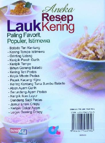 Cover Aneka Resep Lauk Kering Paling Favorit, Populer, Istimewa (full color)