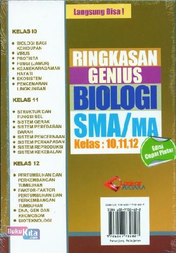 Cover Ringkasan Genius Biologi SMA/MA Kelas 10,11,12