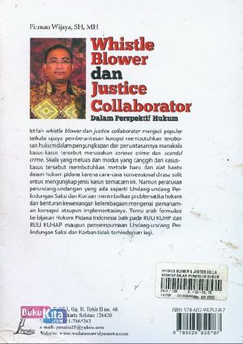 Cover Belakang Buku Whistle Blower dan Justice Collaborator Dalam Perspektif Hukum