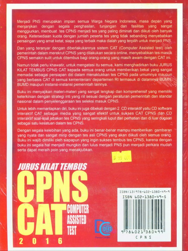 Cover Jurus Kilat Tembus CPNS CAT + CD 2016