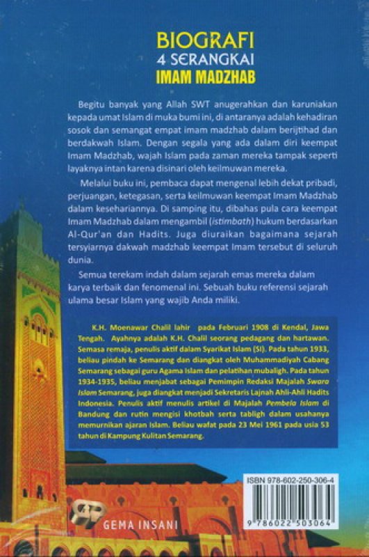 Cover Belakang Buku Biografi 4 Serangkai Imam Madzhab