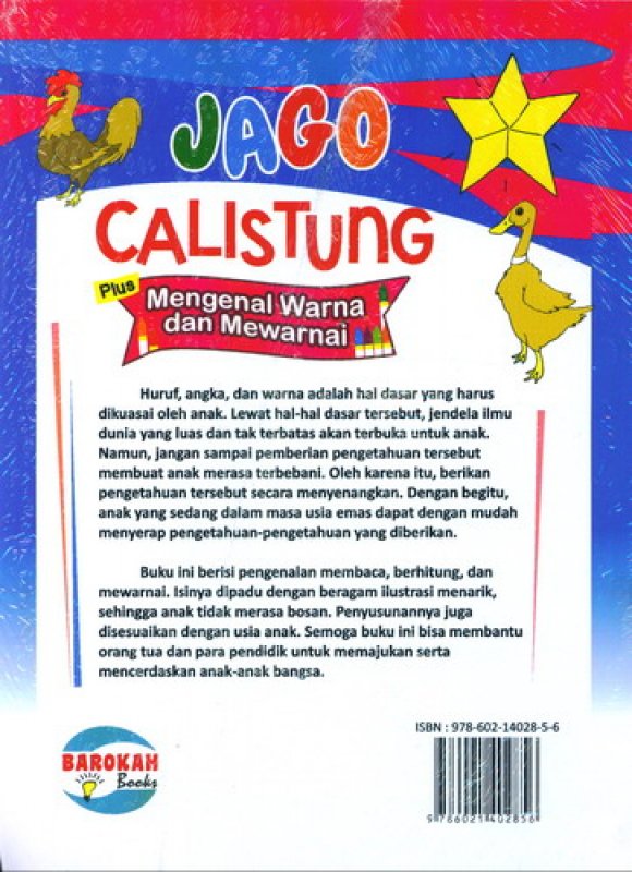 Cover Belakang Buku Jago Calistung Plus Mengenal Warna dan Mewarnai